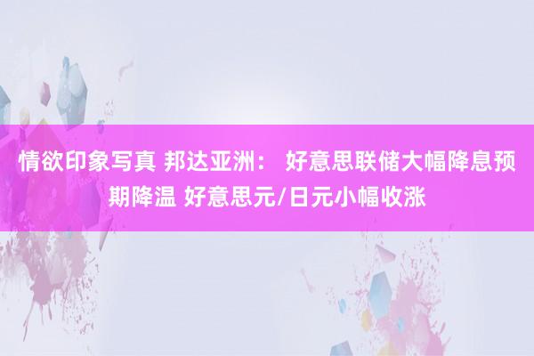 情欲印象写真 邦达亚洲： 好意思联储大幅降息预期降温 好意思元/日元小幅收涨