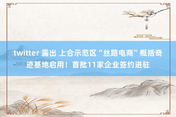 twitter 露出 上合示范区“丝路电商”概括奇迹基地启用！首批11家企业签约进驻