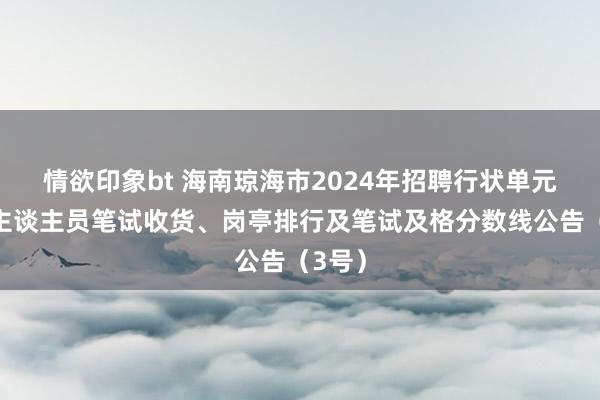 情欲印象bt 海南琼海市2024年招聘行状单元责任主谈主员笔试收货、岗亭排行及笔试及格分数线公告（3号）